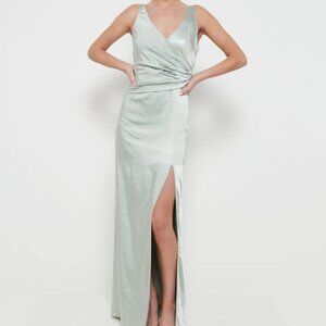 Pretty Lavish Esmee Sage Green Wrap Maxi Dress 14 NWT | Elegant Occasion